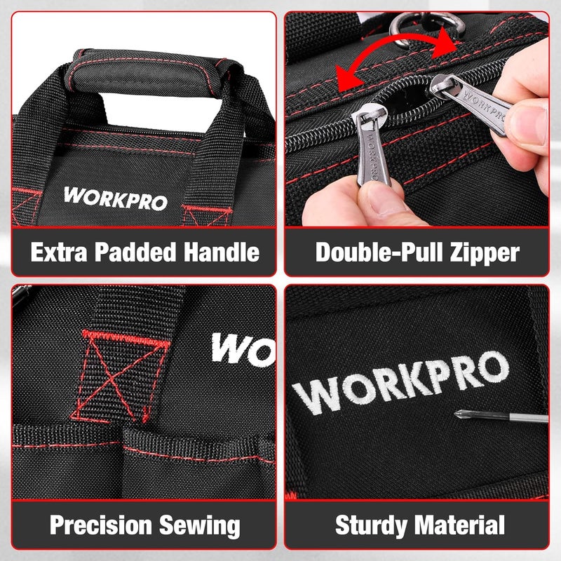 WORKPRO 12-inch Close Top Wide Mouth Storage Tool Bag, W081020A - Image 3